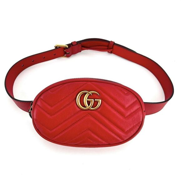 Gucci Handbags - Gucci Quilted Leather GG Marmont Belt Bag in Red 85/34